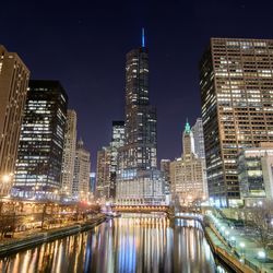 Illuminated city at night