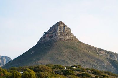 Low angle view of a mountain against clear sky