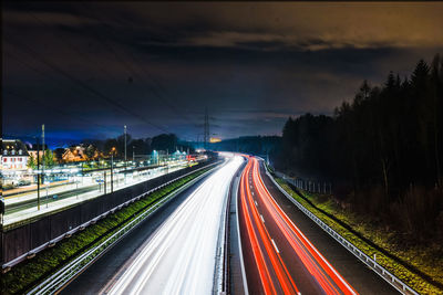 Light trails on highway at night