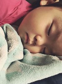 Close-up of cute baby sleeping