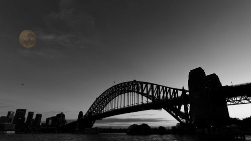 Silhouette of bridge over river