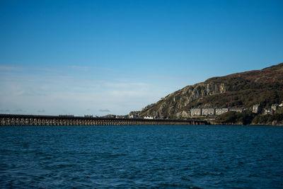 Scenic view of sea against blue sky