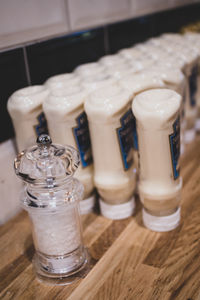 Close-up of glass jar on table