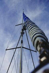 Low angle view of building against blue sky