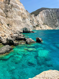 Scenic view of sea and rocks