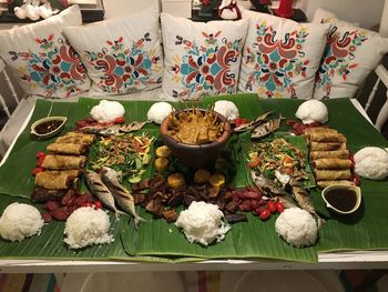 High angle view of food on table