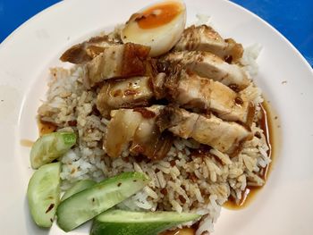 High angle view of meal served in plate