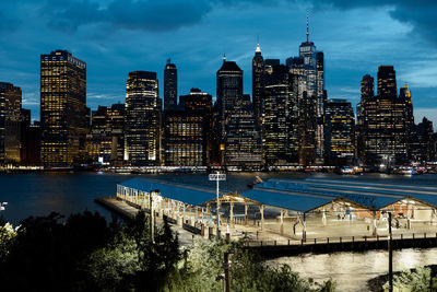 High angle view of city at waterfront