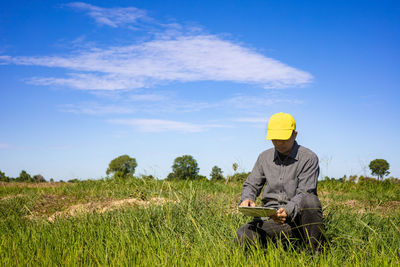 Man working on field