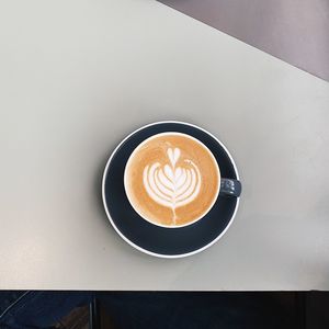 High angle view of coffee on table