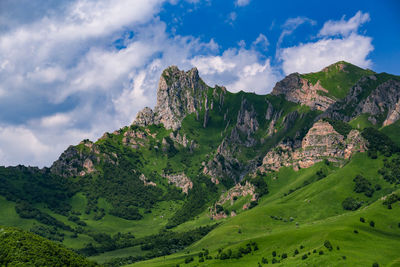 Panoramic view of mountains against sky