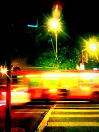 Light trails on city street at night