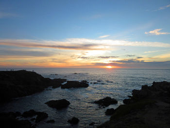 Scenic view of sea at sunset