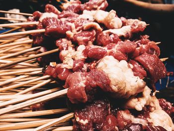 Close-up of food on barbecue grill