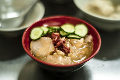 Close-up of food in bowl on table