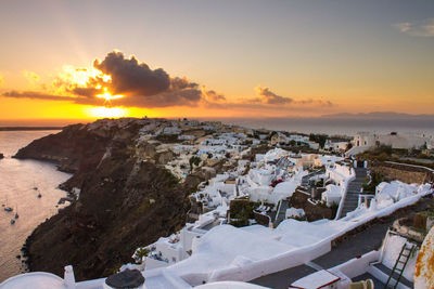 Scenic view of sea at sunset