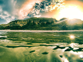 Scenic view of lake against sky