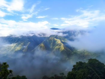 Scenic view of mountains against sky