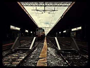Railroad tracks at railroad station