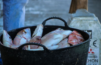 Close-up of fish for sale in market