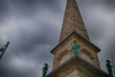 Low angle view of building against cloudy sky