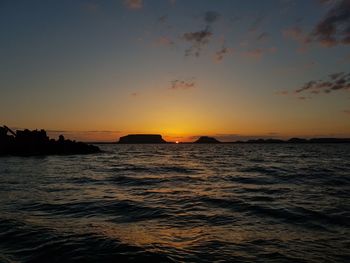 Scenic view of sea against sky during sunset