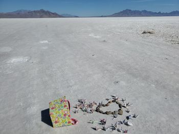 High angle view of desert against sky