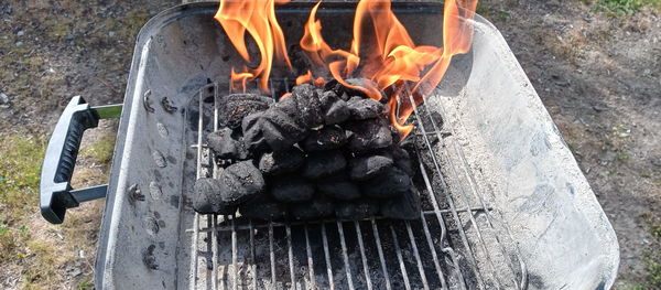 High angle view of burning statue