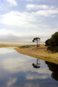 Scenic view of lake against sky