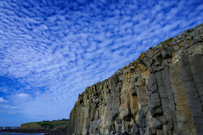 Low angle view of rock formations