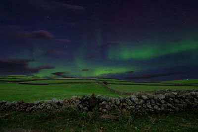 Scenic view of field against sky at night