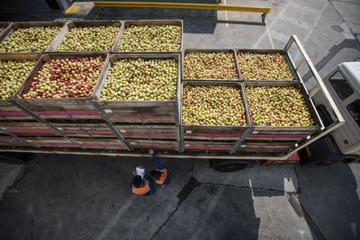 High angle view of food for sale