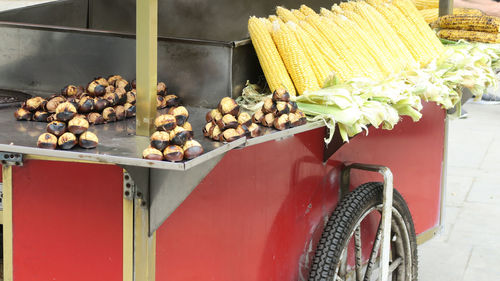 Various vegetables for sale at market stall