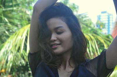 Close-up portrait of a young woman