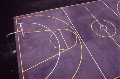 High angle view of basketball court