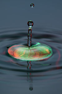 Close-up of drop splashing in water