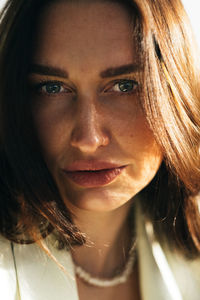 Close-up portrait of a beautiful young woman