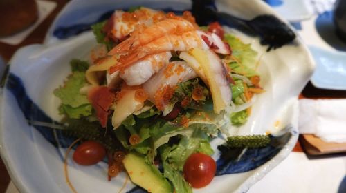 High angle view of salad in plate