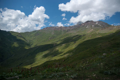 Scenic view of mountains against sky