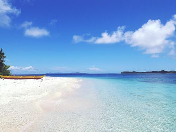 Scenic view of sea against blue sky