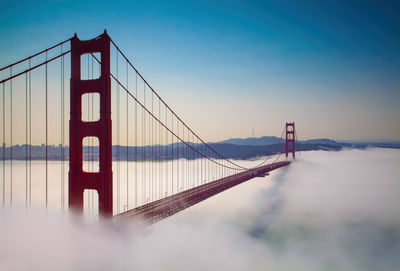 Golden gate bridge with low fog