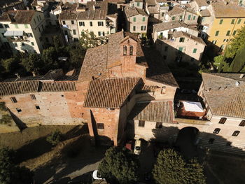 High angle view of buildings in city