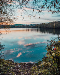 Scenic view of lake against sky