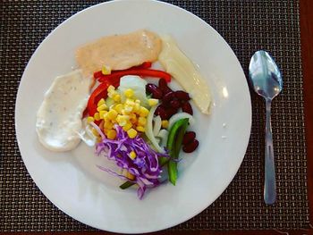 High angle view of food in plate