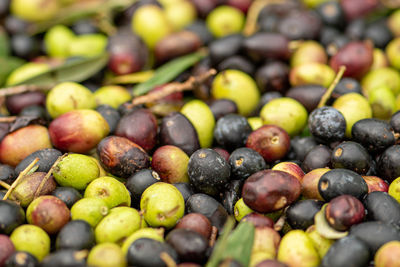 High angle view of fruits for sale