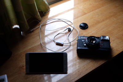 High angle view of laptop on table