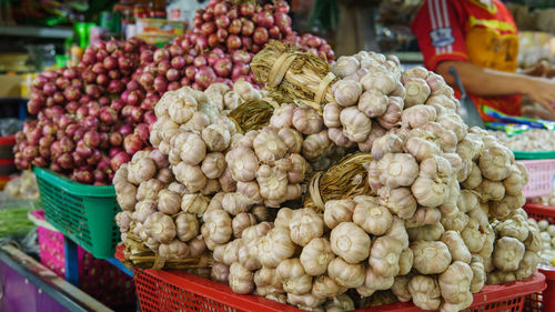 Various fruits for sale at market stall