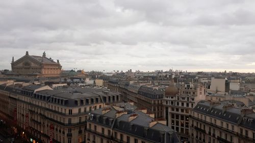 High angle view of buildings in city