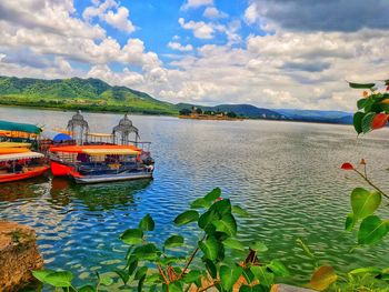 Scenic view of lake against sky