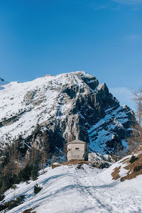 World war 1 bunker on top of vrsic mountain pass in julian alps in slovenia